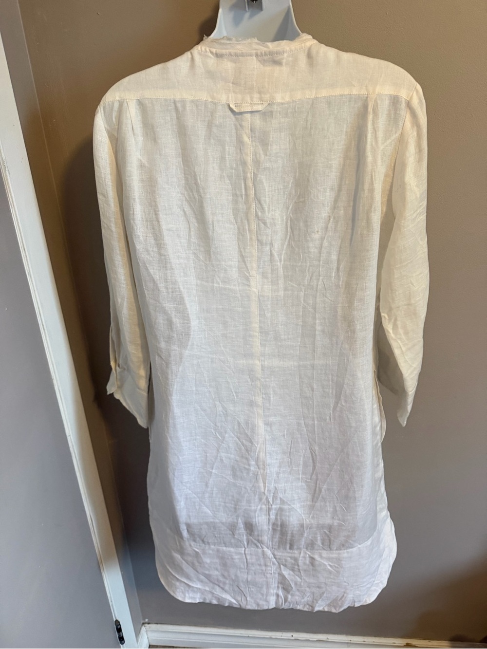 Henry Cottons White 100% Linen Ruffle Pintuck Tunic Shirt Dress Pocket Sz 42 (6) - Picture 5 of 9